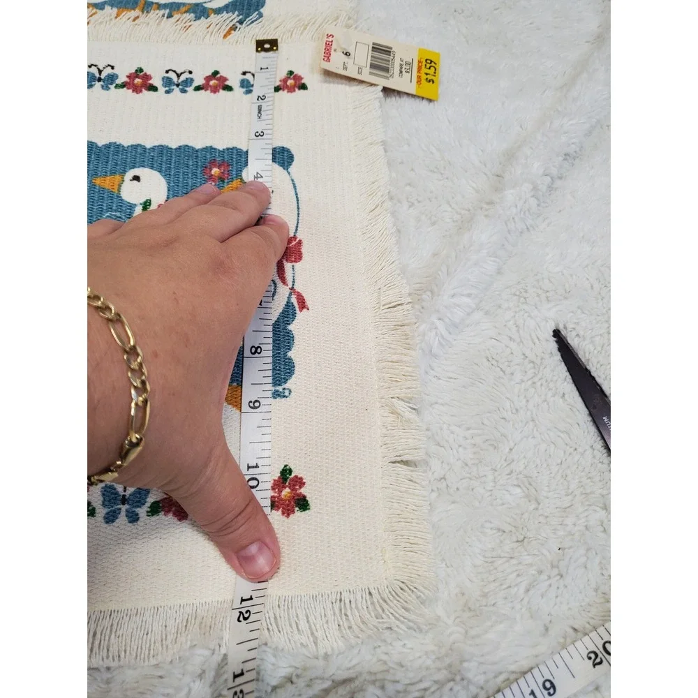 NWT Vintage White Blue Goose Geese Frayed Country Cottage Placemats Set 4